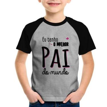 Imagem de Camiseta Raglan Infantil Eu tenho o melhor pai do mundo (rosa) - Foca 