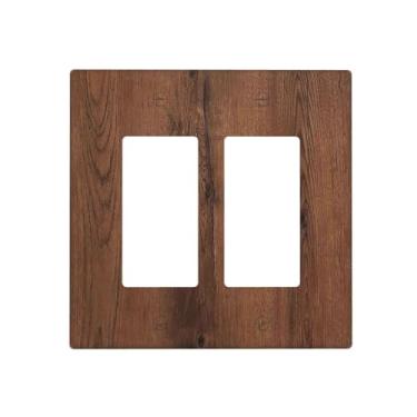 Imagem de TYIGBXFYO Capa decorativa para interruptores de luz rústica marrom de madeira com estampa de grão de madeira 2 Gang, painéis elétricos de parede, receptáculo, placas frontais para banheiro, casa