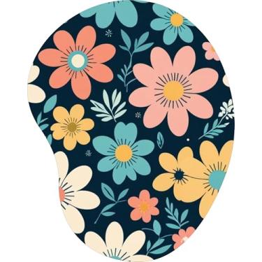 Imagem de Mouse Pad Ergonômico Gota Floral Retrô Colorido Fundo Escuro