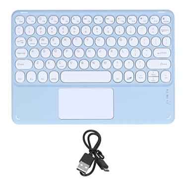 Imagem de Teclado Sem Fio Sensível Ao Toque, Teclas Redondas Teclado Ergonômico Teclado Ultrafino Portátil Teclado Touchpad Recarregável Para Tablets Laptops(Azul)