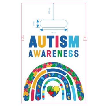 Imagem de Kosiz 100 peças de sacos de plástico de conscientização do autismo com alça peças coloridas de quebra-cabeça conscientização do autismo, sacos de presente de doces para eventos, casa, escritório