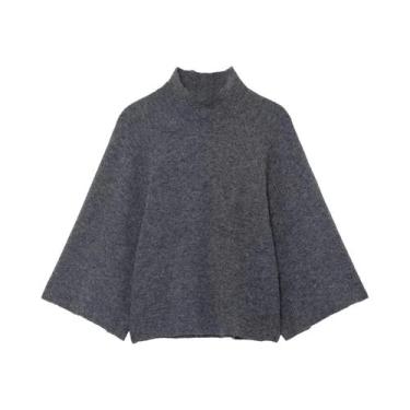 Imagem de Suéter De Tricô Feminino Casual De Inverno Com Gola Alta E Manga Larga