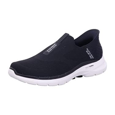Imagem de Skechers Tênis masculino Gowalk 6 Slip-ins – atlético sem cadarço | Tênis casual com espuma viscoelástica, Preto/branco, 42 BR