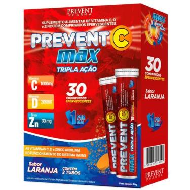Imagem de Prevent Max Tripla Ação Efervescente Vitamina C D E Zinco 30 Comprimid