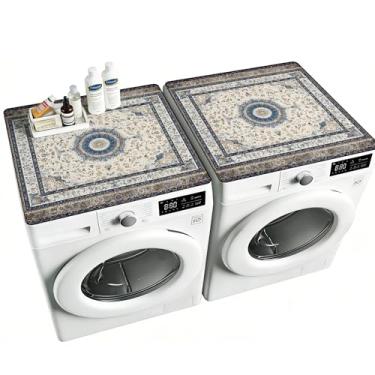 Imagem de NYZE 2 peças de capas de lavadora e secadora para a parte superior, tapetes protetores superiores de máquina de lavar de 65 x 65 cm, capa superior antiderrapante de secagem rápida para cozinha