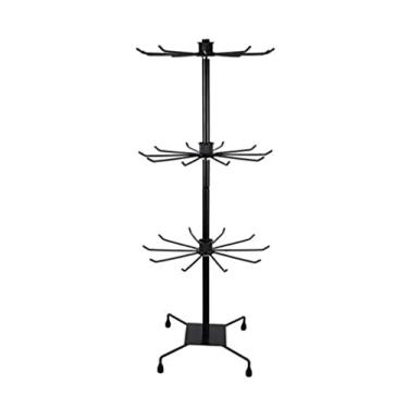 Imagem de SLGGPJBU Cabide de chão com economia de espaço, 1 cabideiro de metal para exibição de chapéus, suporte giratório de 3 camadas, suporte de armazenamento para cabeça, suporte de casaco, suporte de