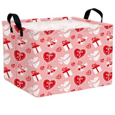 Imagem de BOAMAU Cesto infantil grande de dia dos namorados coração bonito cesta de presente vazia para namorada amor decoração de quarto cesta de armazenamento (caixa de presente laço amor)