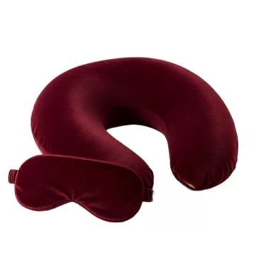 Imagem de Almofada de Pescoço para Viagem Cervical com Máscara Descanso de Cabeça Adulto Infantil(vinho)