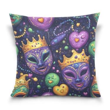 Imagem de Blueangle Capas de almofada de máscara colorida de carnaval - 50 x 50 cm, decoração de férias de fazenda para sofá de casa (252)
