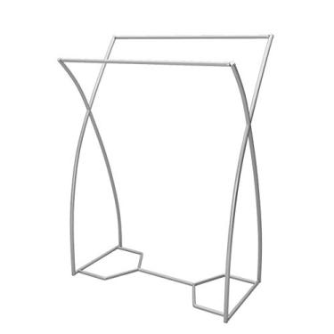 Imagem de SGeneE Trilho guia de roupas, suporte para roupas de quarto de trilho duplo, design de fundo vazado, forte capacidade de carga, usado para casa, comercial, estúdio, prata (100 × 40 × 145 cm)