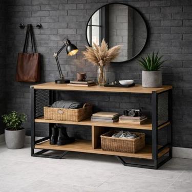 Imagem de Balcão Aparador Estilo Industrial Telado 134cm Lacasamia, Mel