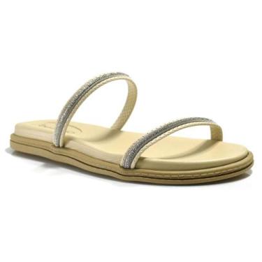 Imagem de Sandália Rasteira Feminina Beira Rio, Creme, 37