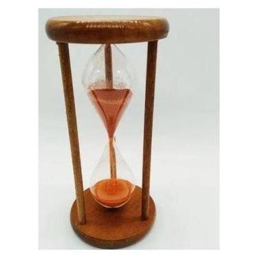 Imagem de Ampulheta Madeira E Vidro Relógio De Areia Laranja 10 Seg - GS
