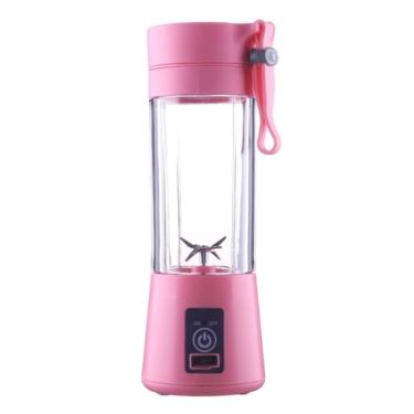 Imagem de Mini Liquidificador Portatil Misturador Squeez Recarregável Usb 6 Lâmina Rosa 380ml