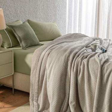 Imagem de Cobertor King de Sherpa e Flanel Fleece Karsten 290x260 cm Eliot Seda