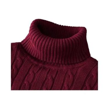 Imagem de Suéter Masculino De Tricô Gola Alta Manga Longa Slim Fit Casual Leve C