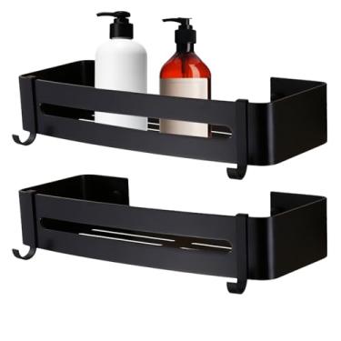 Imagem de Prateleiras para chuveiro | Suporte de parede organizador de banheiro – Suporte de de parede com ganchos, suporte de toalha à prova de ferrugem sem perfuração para cozinha e decoração de casa