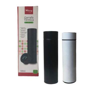 Imagem de Garrafa térmica de inox termômetro Digital colors 500ML na caixa - WIN