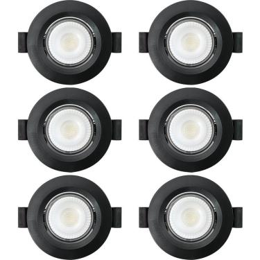 Imagem de Kit 6 Spot De Led Embutir Slim Mr11 Redondo 3w Preto Bivolt 6500k Frio