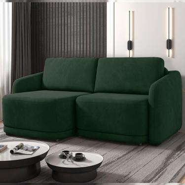 Imagem de Sofá Cama Modulado Retrátil E Reclinável Decorativo Varsóvia 236cm Veludo Verde G33 - Gran Belo