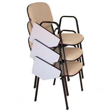 Imagem de 03 Cadeiras Universitárias Linha Hotel Auditório Bege