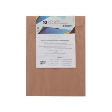 Imagem de Envelope Saco Foroni Kraft Natural 240x340mm com 10 Unidades