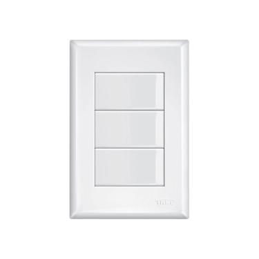 Imagem de Interruptor Simples Triplo Fame Evidence Com Placa 4x2 Branca