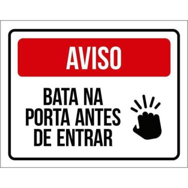 Imagem de Kit 5 Placa Acm Aviso Bata Porta Antes Entrar 18X23 - Sinalizo