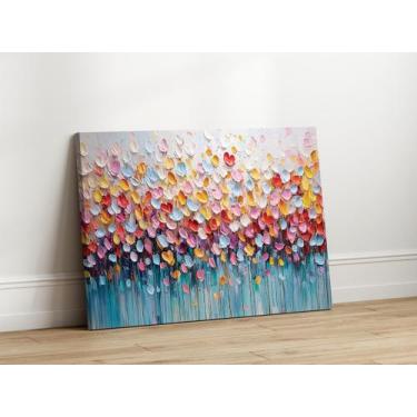 Imagem de Quadros Decorativos Sala Floral Colorido 90x60 Linha Premium IMpresso 