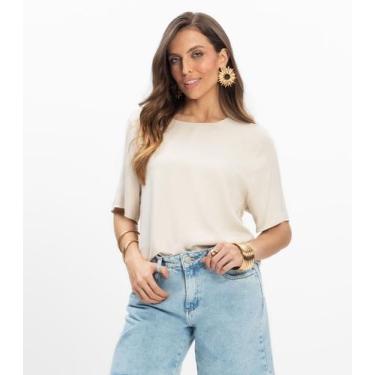 Imagem de Blusa Viscose Double Feminina Endless Bege, G, Bege