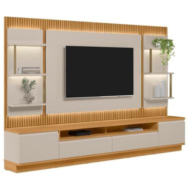 Imagem de Painel Para Tv 70 Pol Com Rack Bancada 297cm Real L06 Tauari/off White - Mpozenato