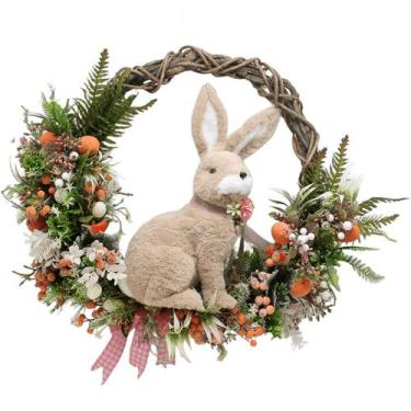 Imagem de Guirlanda Enfeite De Páscoa Coelho Decorativa Arranjos 60cm - Genérico