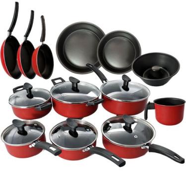 Imagem de Jogo Panelas 13 Peças Antiaderente Conjunto Kit Frigideira Caçarola Fo