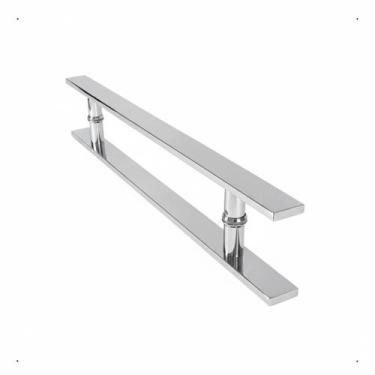 Imagem de Puxador Barra Chata Inox 30cm Portas Portões Madeira Vidro Polido Alto
