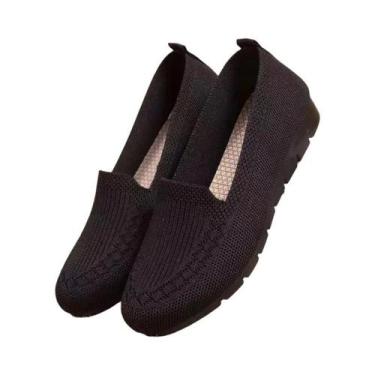 Imagem de Sapatos Femininos Confortáveis De Malha Com Bico Plano Para Escritório