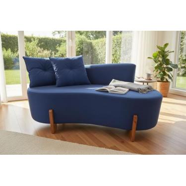 Imagem de Namoradeira Sofá Feijão Luna 130cm Orgânica Suede Azul Marinho - Mansã