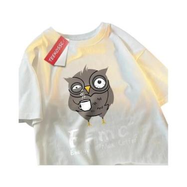 Imagem de Camiseta Masculina Oversize De Algodão Com Estampa De Café E Leite, Es