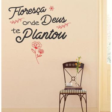 Imagem de Adesivo Decorativo De Parede Frase Floresça. Duas Cores