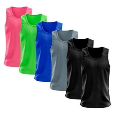 Imagem de Kit 6 Regata Dry Lisa Básica Proteção Solar UV Térmica Camiseta Treino Academia Ciclismo Regatas-Masculino