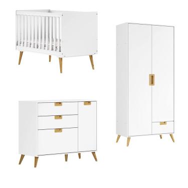 Imagem de Kit Quarto Infantil Retrô Back Branco/ Carvalho