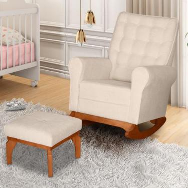 Imagem de Poltrona de Amamentação e Descanso Paris com Base Balanço e Puff Boucl