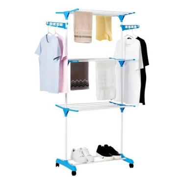 Imagem de Varal de chão dobrável 3 níveis multi andares com cabideiro - GLOBALMI