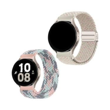Imagem de Pulseira Magnética 2 Peças, Faixa Elástica Trançada De Nylon Para Reló