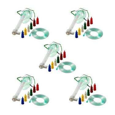 Imagem de Kit 5 Máscaras Oxigênio Venturi Infantil Pediátrica 2,1m Diluidores - 