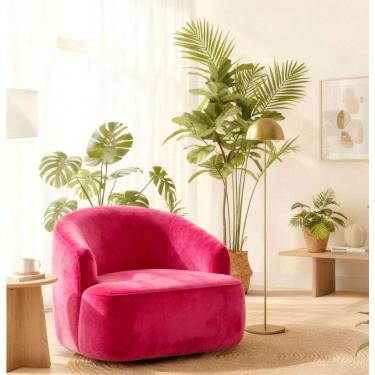 Imagem de Poltrona Orgânica Luxo Lótus Suede Rosa ADJ Decor