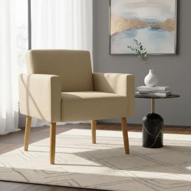 Imagem de Poltrona Hope Decorativa Confortável Para Sala Quarto Recepção Tecido Suede Pés Palito