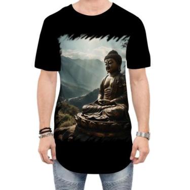 Imagem de Camiseta Longline Estátua de Buda Iluminado Religião 7 - Kasubeck Stor
