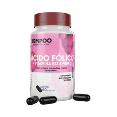 Imagem de Ácido Fólico vitamina b12 e ferro 60 caps - Kempoo Nutracêuticos, 1