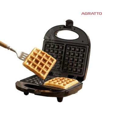 Imagem de Máquina de Waffle Antiaderente Aroma Grill Elétrica Agratto 127/220V, 