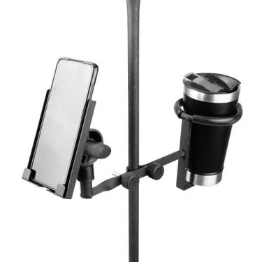 Imagem de Suporte Clamp Para Smartphone Celular E Bebida Em Copo Térmico Garrafa